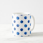 Wasserfarben-Indigoblau-Polka-Punktmuster Kaffeetasse (VorderseiteRechts)