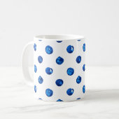Wasserfarben-Indigoblau-Polka-Punktmuster Kaffeetasse (Vorderseite Links)