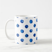 Wasserfarben-Indigoblau-Polka-Punktmuster Kaffeetasse (Links)
