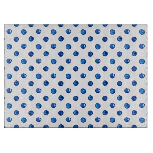 Wasserfarben-Indigoblau-Polka-Punktmuster Schneidebrett (Vorderseite)