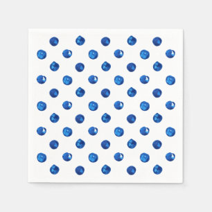 Wasserfarben-Indigoblau-Polka-Punktmuster Serviette