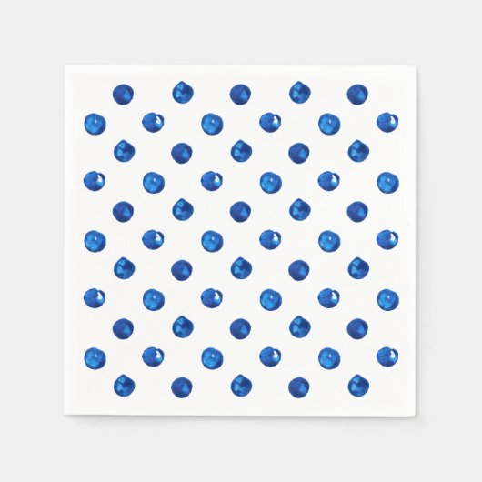 Wasserfarben-Indigoblau-Polka-Punktmuster Serviette (Vorderseite)