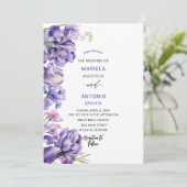 Wasserfarben Iris Lilac Floral Wasserfarbene Hochz Einladung (Stehend Vorderseite)