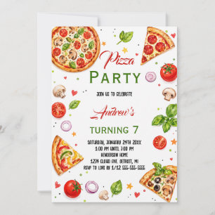 Wasserfarben-Italienische-Pizza-Party-Geburtstag Einladung