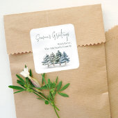 Wasserfarben Jahreszeiten Grüße Kiefernbäume nach  Quadratischer Aufkleber