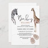 Wasserfarben Jungle Safari Tier Girl Babydusche Einladung (Vorne/Hinten)