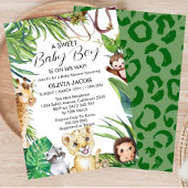 Wasserfarben Jungle Safari Tiere Boy Baby Dusche Einladung