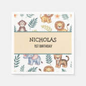 Wasserfarben Jungle Safari Tiere Tropischer Geburt Serviette (Vorderseite)