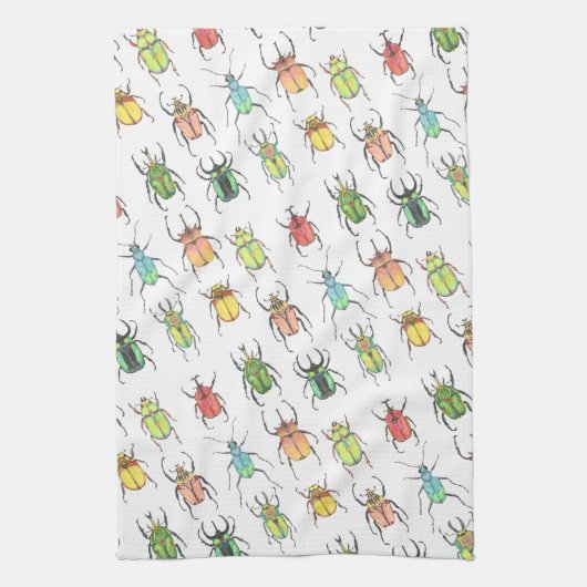Wasserfarben Käfer-Liebe Bugs Geschirrtuch (Vertikal)
