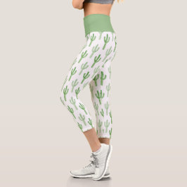 Wasserfarben-Kakteen-Muster Capri Leggings