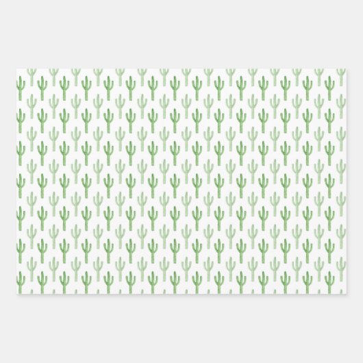 Wasserfarben-Kakteen-Muster Geschenkpapier Set (Vorderseite 3)