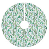 Wasserfarben-Kakteen-Pflanze-Muster Polyester Weihnachtsbaumdecke (Vorderseite)