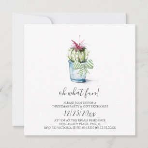 Wasserfarben-Kaktus Feiertag Einladung