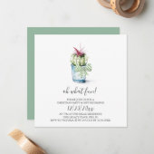 Wasserfarben-Kaktus Feiertag Einladung (Vorderseite/Rückseite Beispiel)