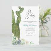 Wasserfarben-Kaktus Geschlechtsneutrale Babydusche Einladung (Stehend Vorderseite)