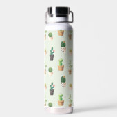 Wasserfarben-Kaktus-Muster Minze Grün Trinkflasche (Rückseite)