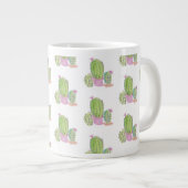 Wasserfarben-Kaktus Muster Name Riesenkaffee Tasse (Vorderseite Rechts)