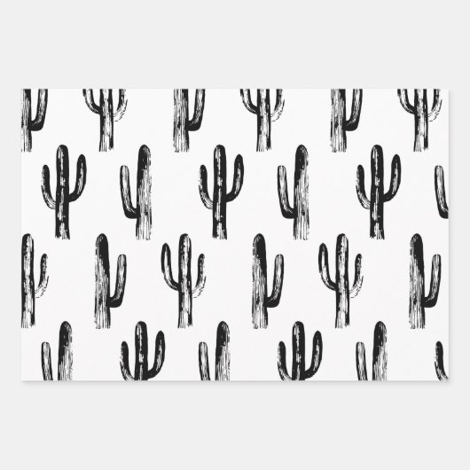 Wasserfarben-Kaktusmuster Grüner moderner Kakteen Geschenkpapier Set (Vorderseite 3)