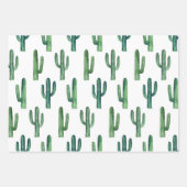 Wasserfarben-Kaktusmuster Grüner moderner Kakteen Geschenkpapier Set (Vorderseite)