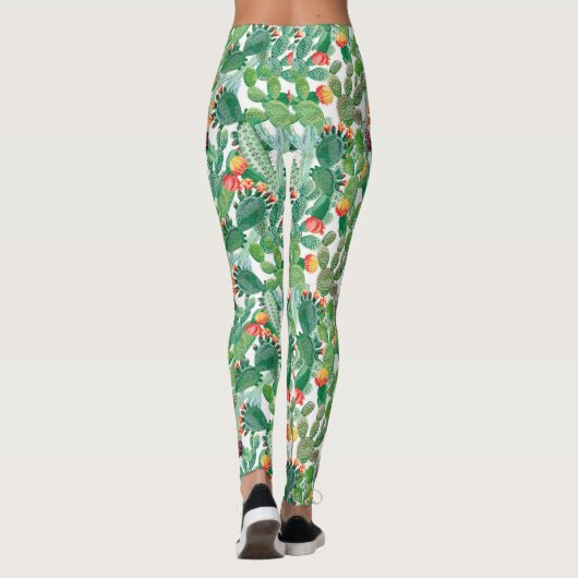 Wasserfarben-Kaktusmuster Leggings (Rückseite)