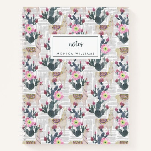 Wasserfarben-Kaktusmuster Notizblock (Vorderseite)