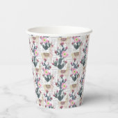 Wasserfarben-Kaktusmuster Pappbecher (Rückseite)