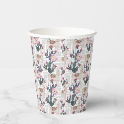 Wasserfarben-Kaktusmuster Pappbecher (Rechts)