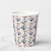 Wasserfarben-Kaktusmuster Pappbecher (Vorderseite)