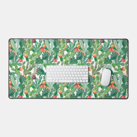 Wasserfarben-Kaktusmuster Schreibtischunterlage (Tastatur & Maus)