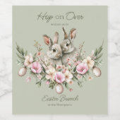Wasserfarben Kaninchen Blumengebäck Osterbrunch Ei Weinetikett (Einzelnes Label)