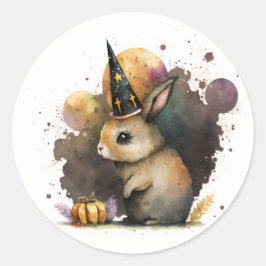 Wasserfarben-Kaninchen-Halloween Runder Aufkleber