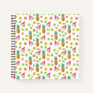 Wasserfarben-kansteinfarbenes Fruchtmuster Notizblock