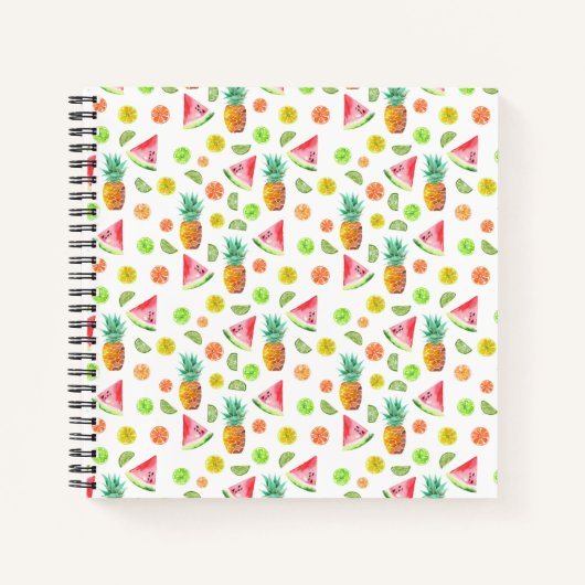 Wasserfarben-kansteinfarbenes Fruchtmuster Notizblock (Vorderseite)