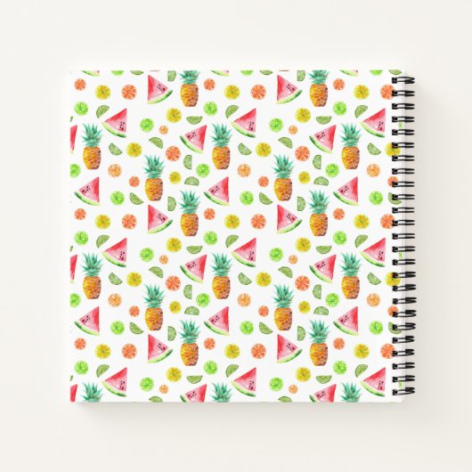 Wasserfarben-kansteinfarbenes Fruchtmuster Notizblock (Rückseite)