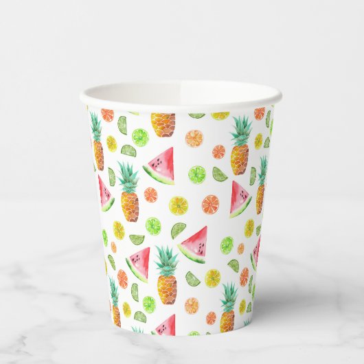 Wasserfarben-kansteinfarbenes Fruchtmuster Pappbecher (Links)