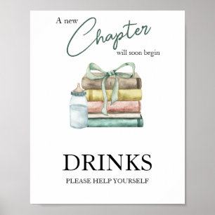 Wasserfarben Kapitel Storybook Babydusche Getränke Poster