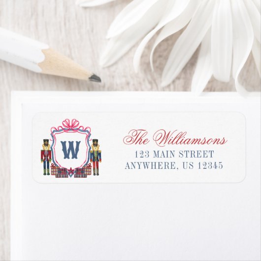 Wasserfarben-Karo-Nussknacker-Bär-Monogramm-Wappen (Insitu)