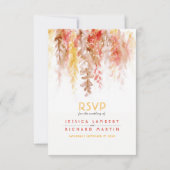 Wasserfarben Kaskade Fall Weinbraun-orange Hochzei RSVP Karte (Rückseite)