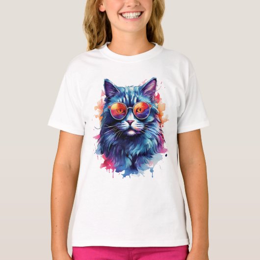 Wasserfarben Katze Kunst Prinz - Elegantes Design T-Shirt (Vorderseite)