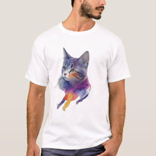 Wasserfarben-Katze T-Shirt