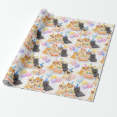 Wasserfarben-Katzengéburtstags-Geschenkpapier Geschenkpapier (Ungerollt)