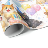 Wasserfarben-Katzengéburtstags-Geschenkpapier Geschenkpapier (Rolleneckpunkt)