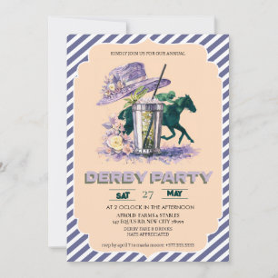 Wasserfarben Kentucky Derby Party Einladung Lila