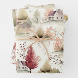 Wasserfarben-Kernmuster Geschenkpapier Set