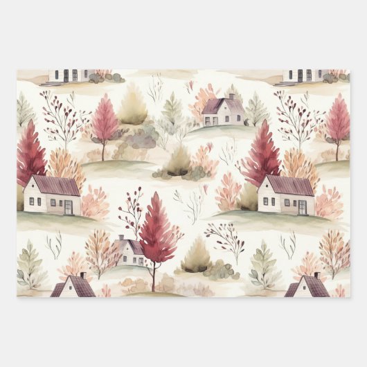 Wasserfarben-Kernmuster Geschenkpapier Set (Vorderseite)