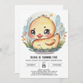 Wasserfarben-Kids-Teichente Geburtstag Einladung (Vorne/Hinten)