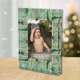 Wasserfarben-Kiefer-Grenze Fotoblock