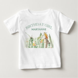 Wasserfarben-Kinder-Geburtstags-Motiv mit Insekten Baby T-shirt