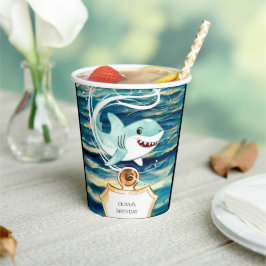 Wasserfarben Kinder Spaß Hai Geburtstag Pappbecher