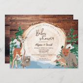 Wasserfarben Kinderdusche aus Holz Einladung (Vorne/Hinten)